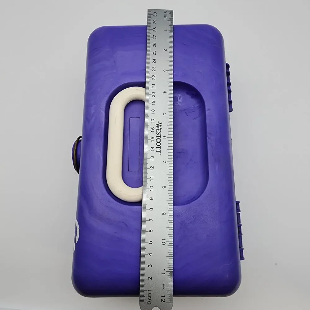 Vintage 90s Caboodles Makeup Case Purple Swirl Mirror Slide Out Trays 3 Tier USA